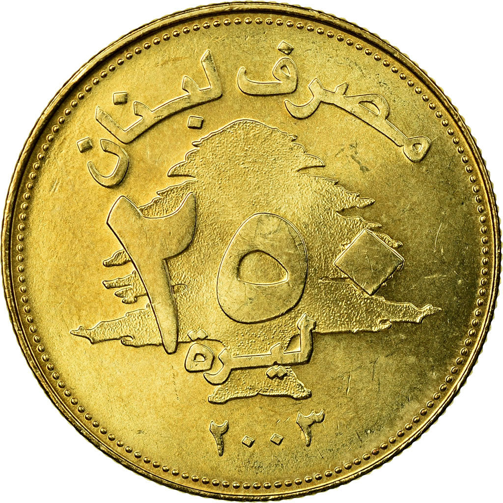 Coin, Lebanon, 250 Livres, 2003, EF(40-45), Aluminum-Bronze, KM:36