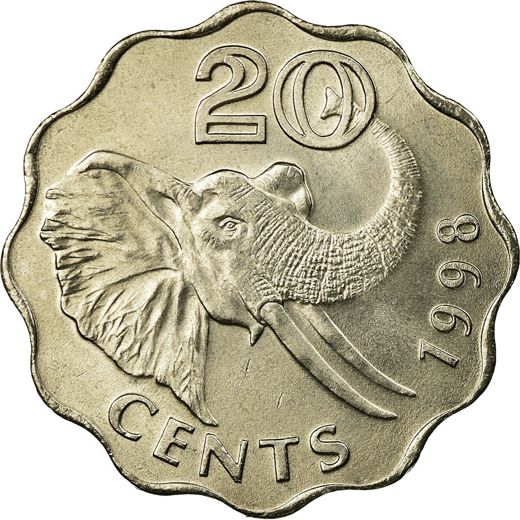 Coin, Swaziland, King Msawati III, 20 Cents, 1998, British Royal Mint