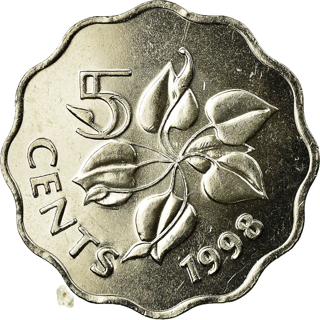 Coin, Swaziland, King Msawati III, 5 Cents, 1998, British Royal Mint, AU(55-58)