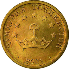 Monnaie, Tajikistan, 25 Drams, 2001, St. Petersburg, TTB, Laiton, KM:5.1