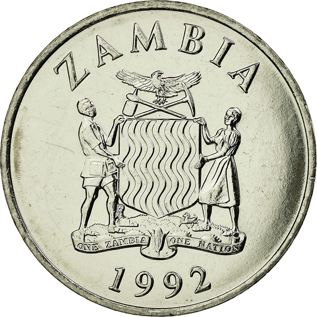 Moneta, Zambia, 50 Ngwee, 1992, British Royal Mint, BB, Acciaio placcato nichel