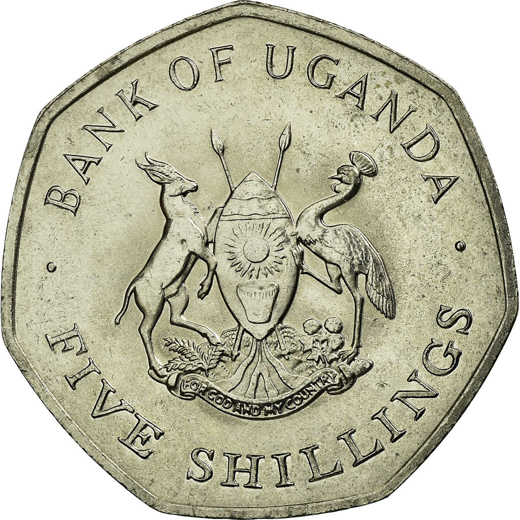 Coin, Uganda, 5 Shillings, 1987, EF(40-45), Nickel plated steel, KM:29