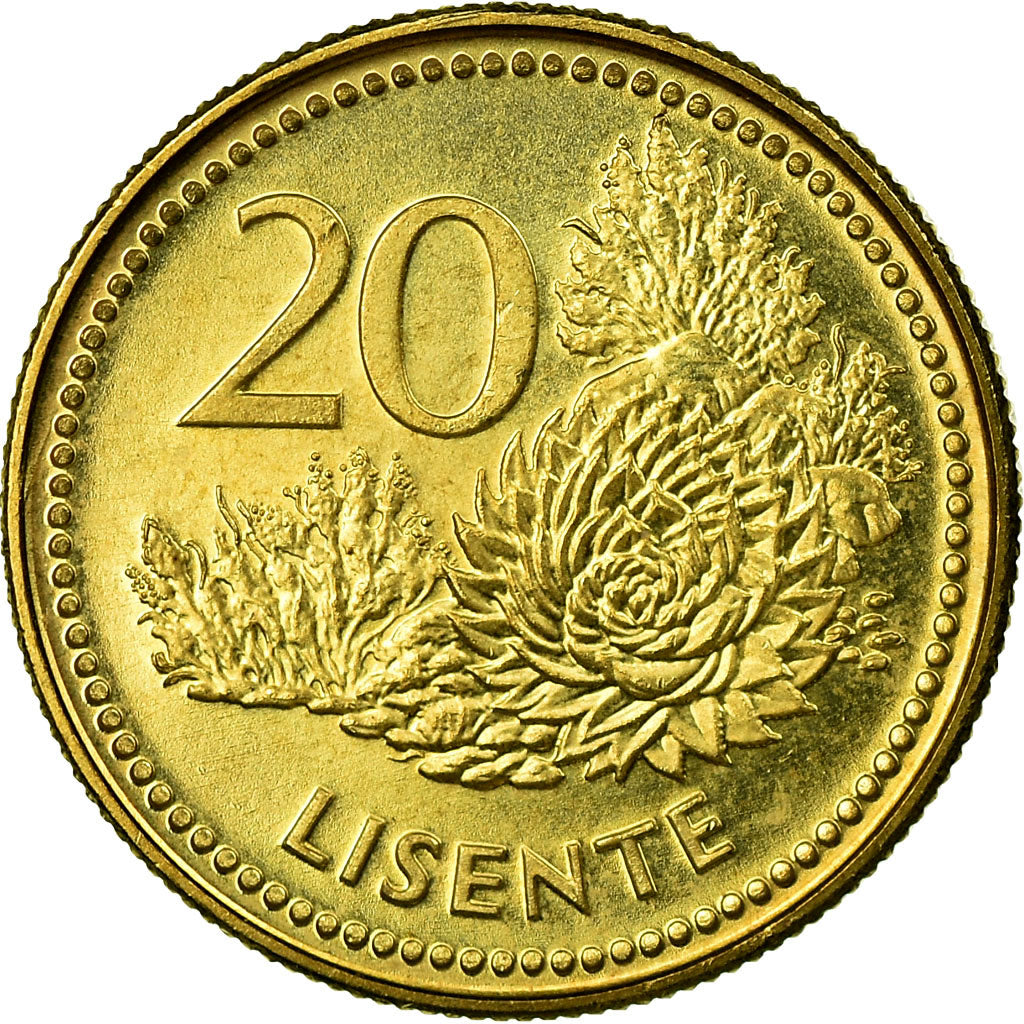 Monnaie, Lesotho, Moshoeshoe II, 20 Licente, 1998, SUP, Brass plated steel