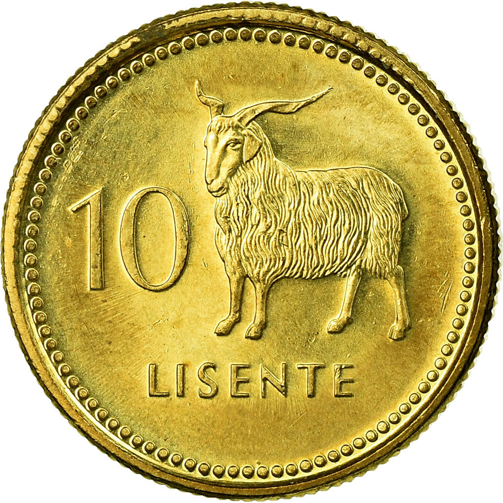 Moneta, Lesotho, Moshoeshoe II, 10 Licente, Lisente, 1998, AU(55-58), Mosiądz