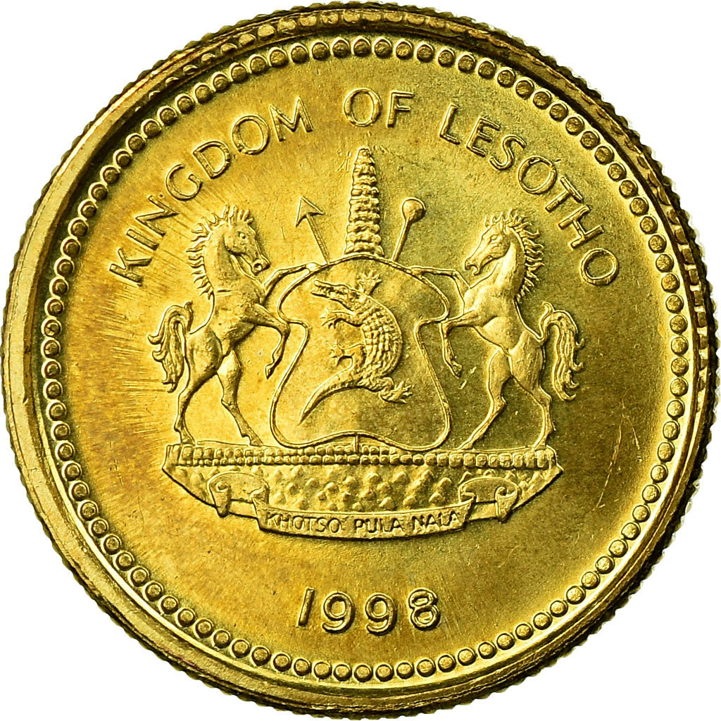 Moneta, Lesotho, Moshoeshoe II, 10 Licente, Lisente, 1998, AU(55-58), Mosiądz