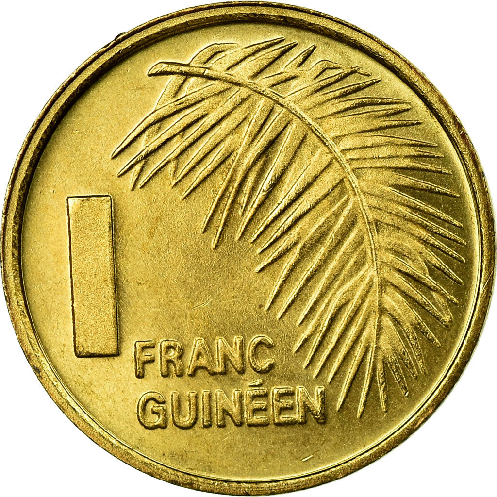 Coin, Guinea, Franc, 1985, AU(55-58), Brass Clad Steel, KM:56