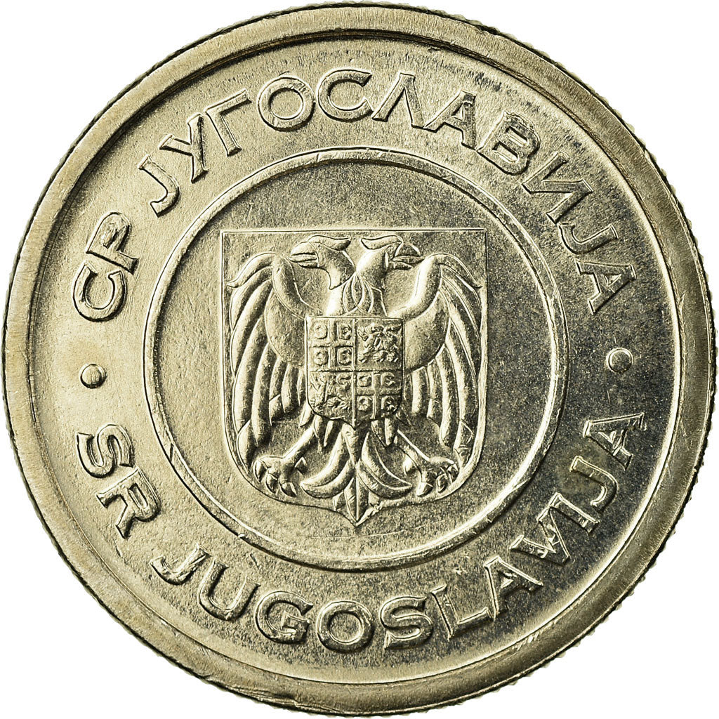 Coin, Yugoslavia, 5 Dinara, 2000, Belgrade, AU(55-58), Copper-Nickel-Zinc