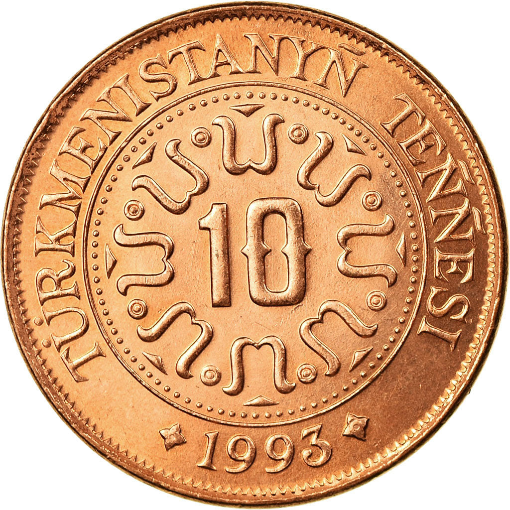 Münze, Turkmanistan, 10 Tenge, 1993, VZ, Copper Plated Steel, KM:3