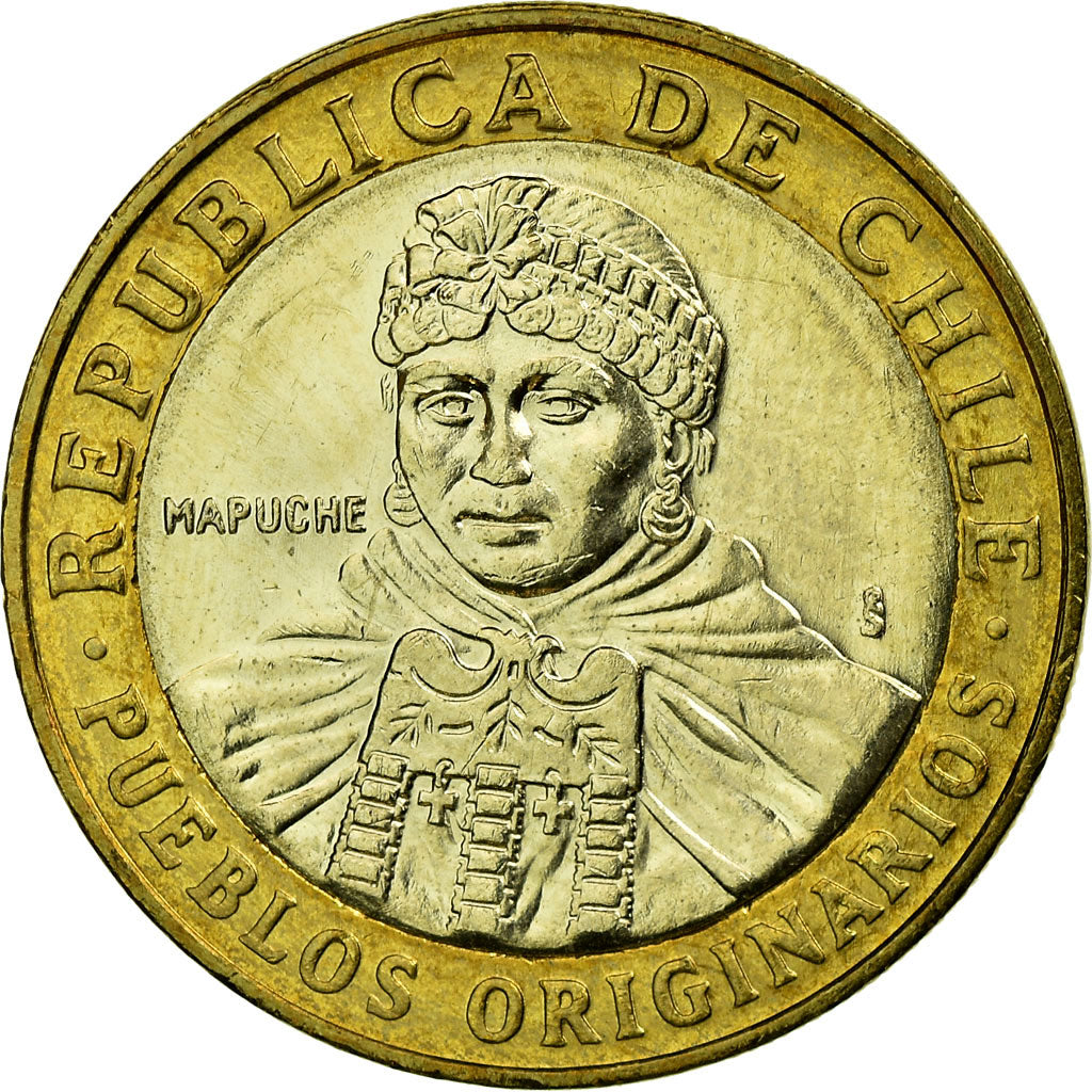 Münze, Chile, Native people, 100 Pesos, 2006, Santiago, SS+, Bi-Metallic