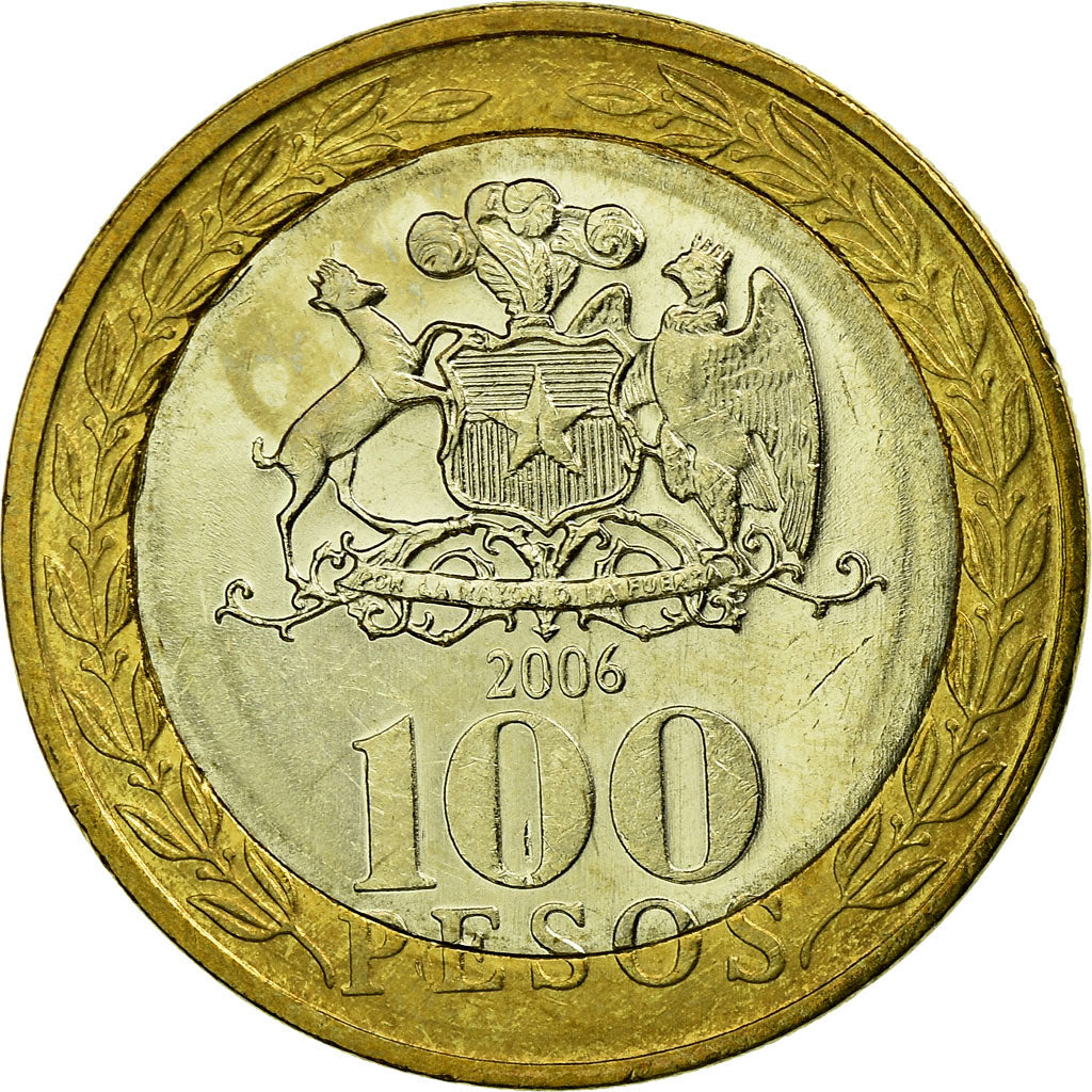 Münze, Chile, Native people, 100 Pesos, 2006, Santiago, SS+, Bi-Metallic
