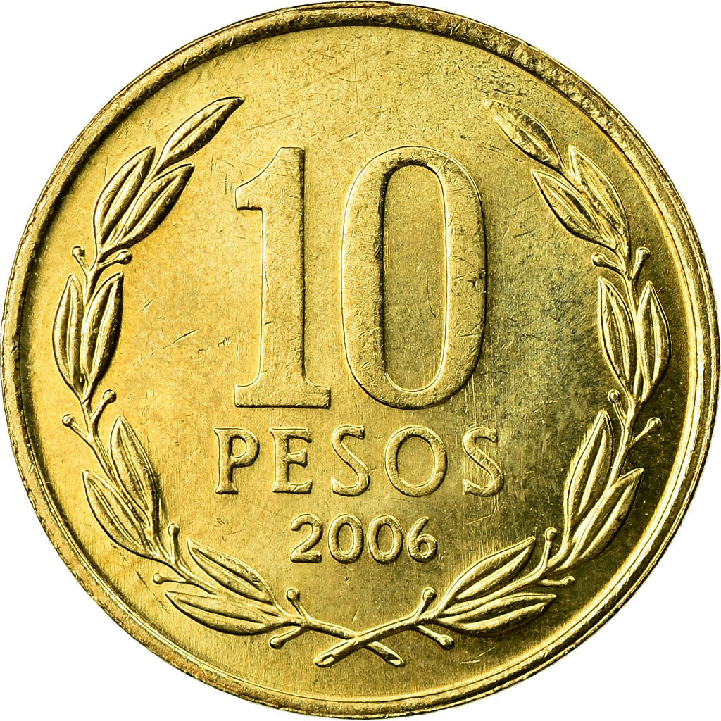 Münze, Chile, 10 Pesos, 2006, Santiago, VZ, Aluminum-Bronze, KM:228.2