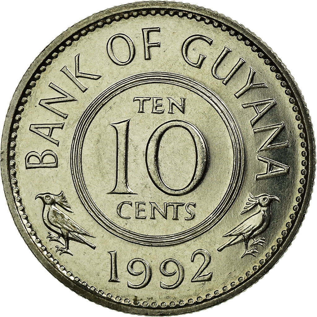 Coin, Guyana, 10 Cents, 1992, AU(55-58), Copper-nickel, KM:33