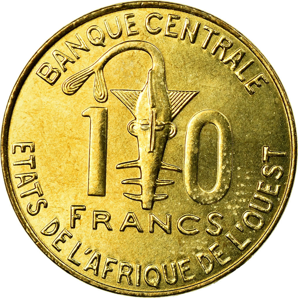 Coin, West African States, 10 Francs, 2004, Paris, AU(55-58), Aluminum-Bronze