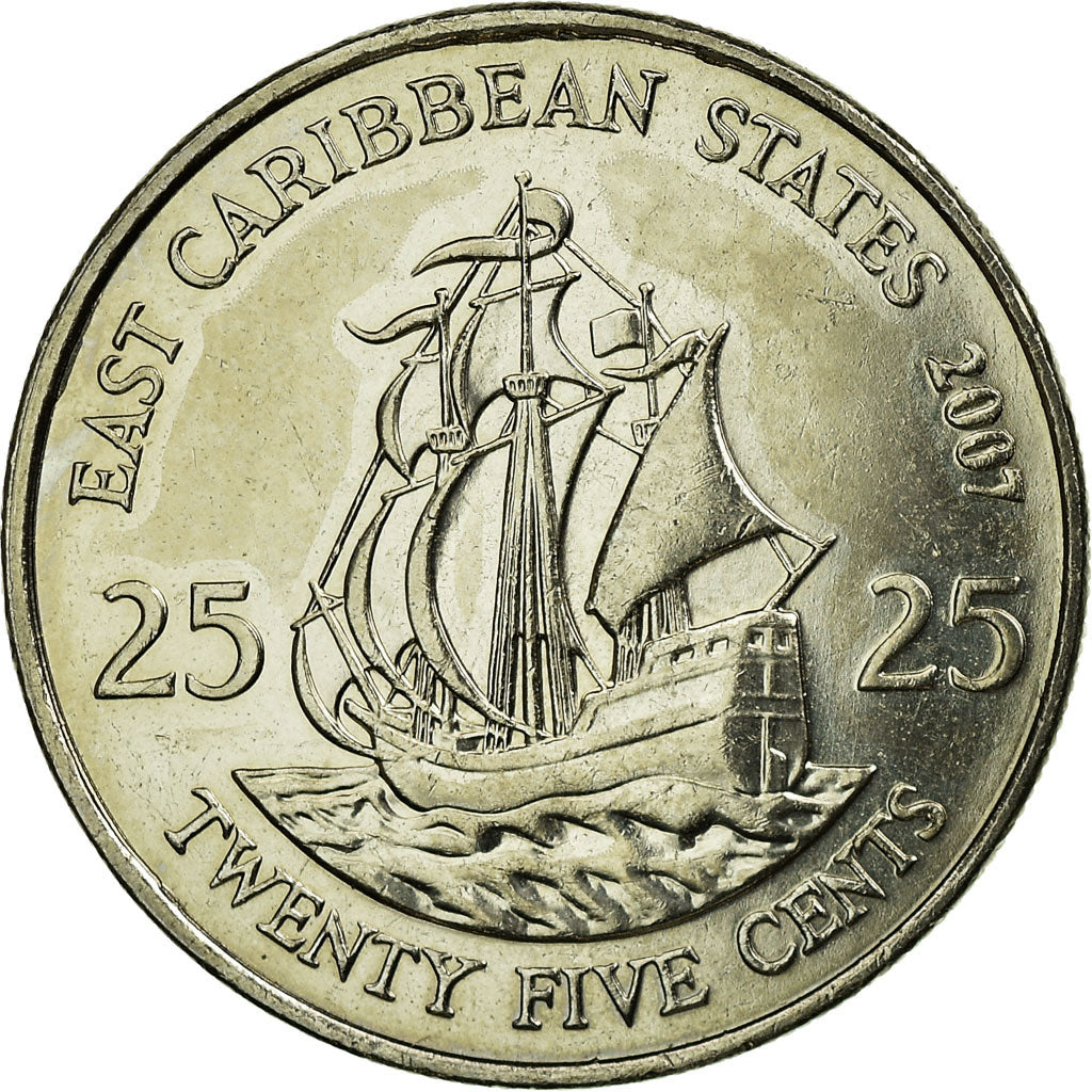 Moeda, Estados das Caraíbas Orientais, Elizabeth II, 25 Cents, 2007, British