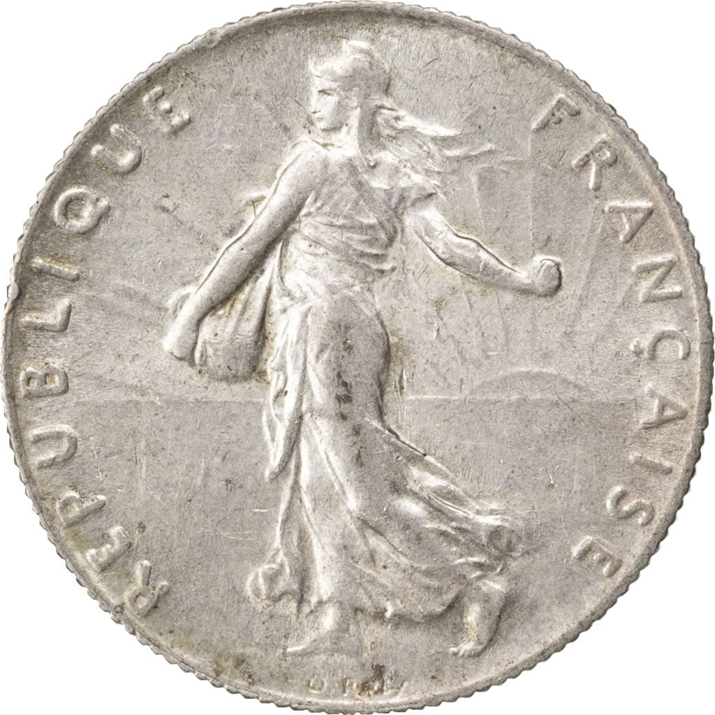 FRANCE, Semeuse, 50 Centimes, 1915, Paris, KM #854, AU(55-58), Silver, 18.1,...