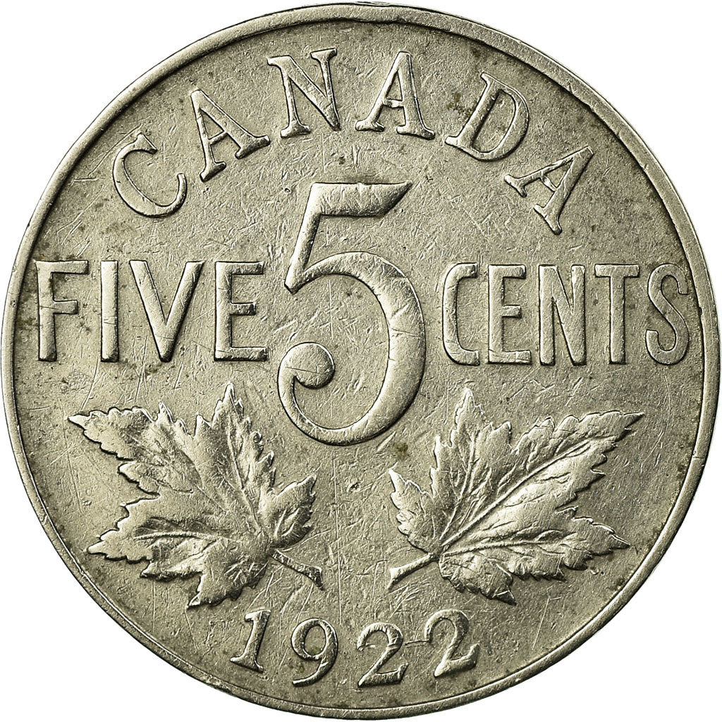 Coin, Canada, George V, 5 Cents, 1922, Royal Canadian Mint, Ottawa, EF(40-45)