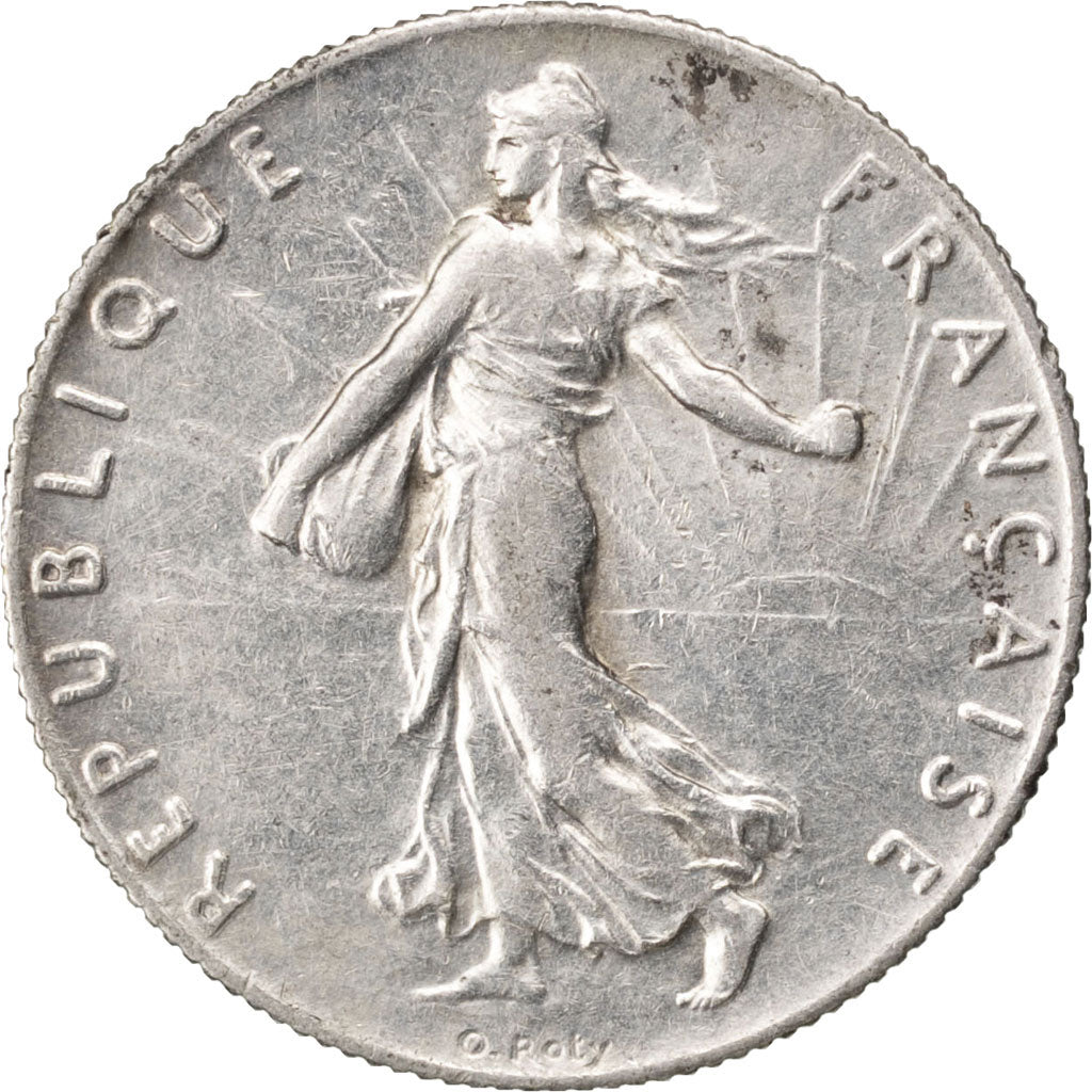 FRANCE, Semeuse, 50 Centimes, 1917, Paris, KM #854, MS(60-62), Silver, 18.1,...