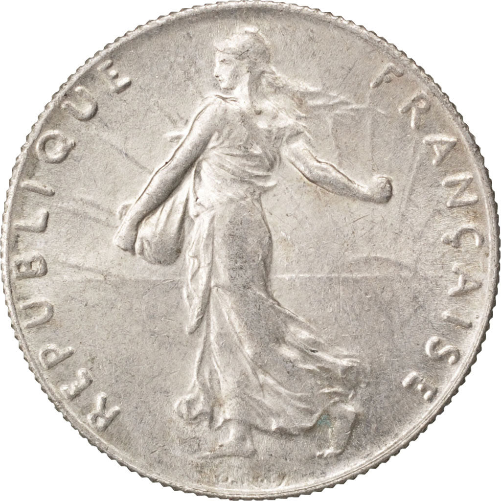 FRANCE, Semeuse, 50 Centimes, 1917, Paris, KM #854, MS(60-62), Silver, 18.1,...