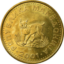 Münze, Mazedonien, 5 Denari, 2001, SS, Messing, KM:4