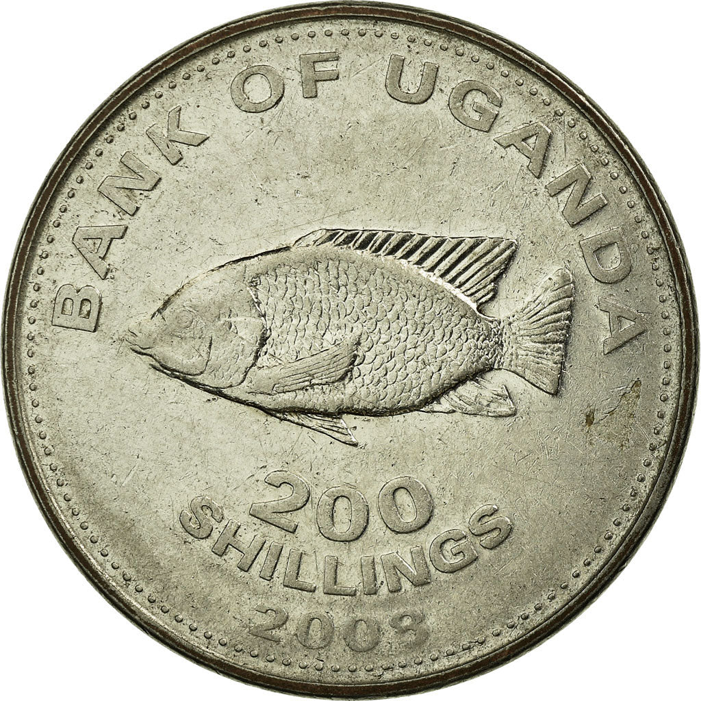 Coin, Uganda, 200 Shillings, 2008, VF(30-35), Nickel plated steel, KM:68a
