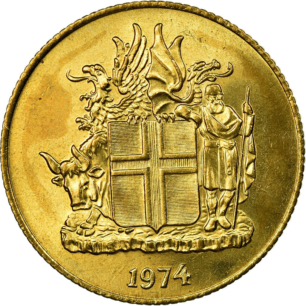 Coin, Iceland, Krona, 1974, EF(40-45), Nickel-brass, KM:12a