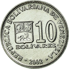 Munten, Bolivia, 10 Bolívares, 2002, ZF, aluminium zinc, KM:80a