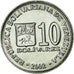 Munten, Bolivia, 10 Bolívares, 2002, ZF, aluminium zinc, KM:80a
