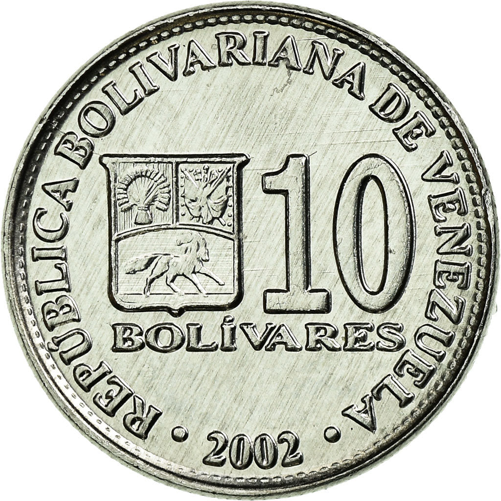 Coin, Bolivia, 10 Bolívares, 2002, EF(40-45), aluminium zinc, KM:80a