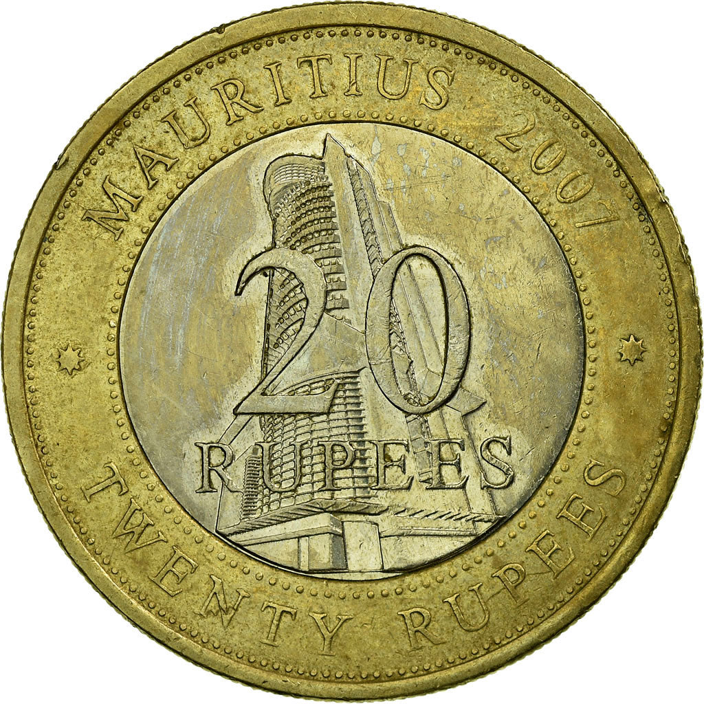 Moneta, Mauritius, 20 Rupees, 2007, BB, Bi-metallico, KM:66