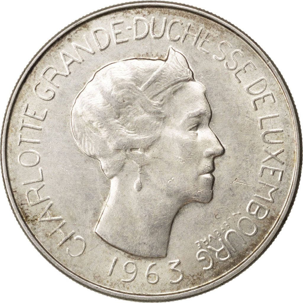 Luxembourg, 100 Francs, 1963, AU(55-58), Silver, 17.89