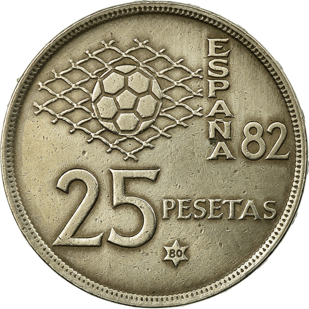 Münze, Spanien, Juan Carlos I, World Cup Soccer Games, 25 Pesetas, 1980, SS