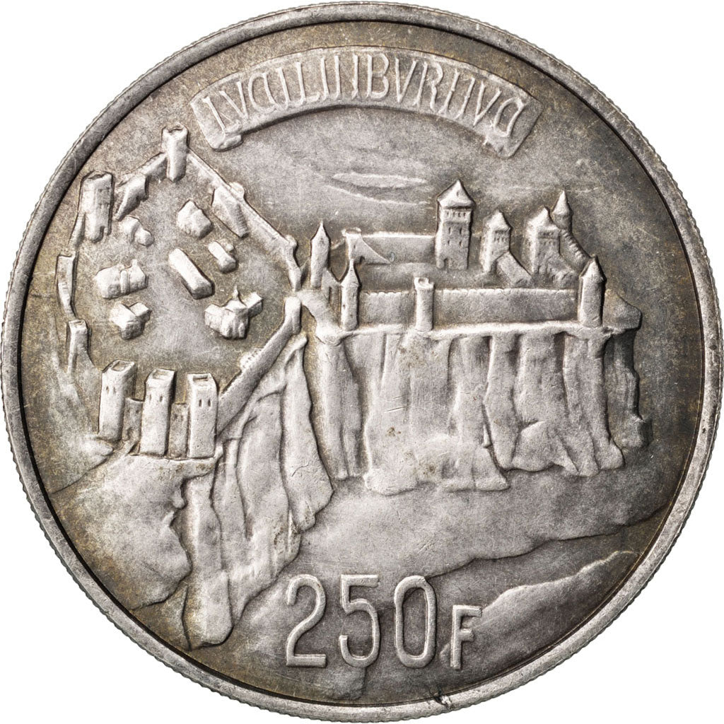 Luxembourg, 250 Francs, AU(55-58), Silver, 25.18