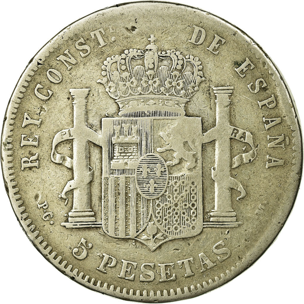 Monnaie, Espagne, Alfonso XIII, 5 Pesetas, 1891, Madrid, TB, Argent, KM:689