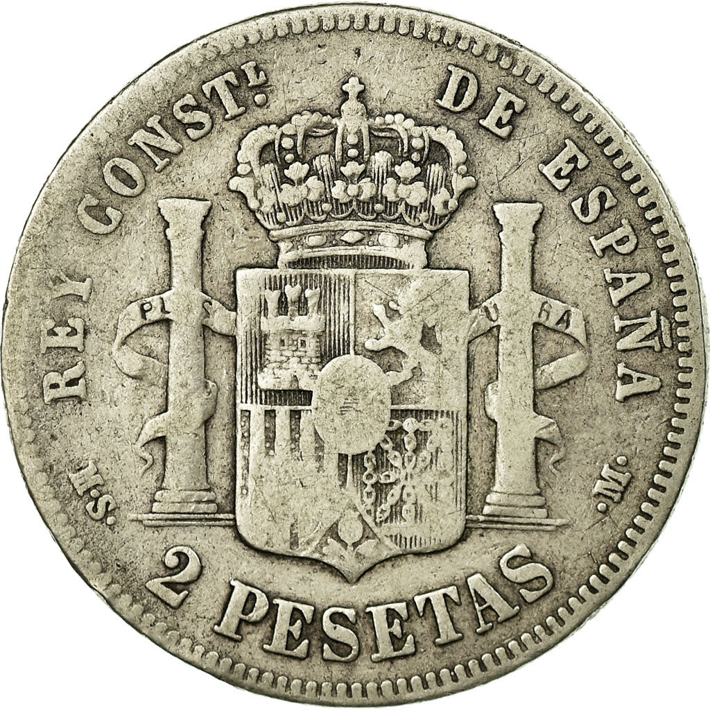 Coin, Spain, Alfonso XII, 2 Pesetas, 1881, Madrid, VF(20-25), Silver, KM:678.2