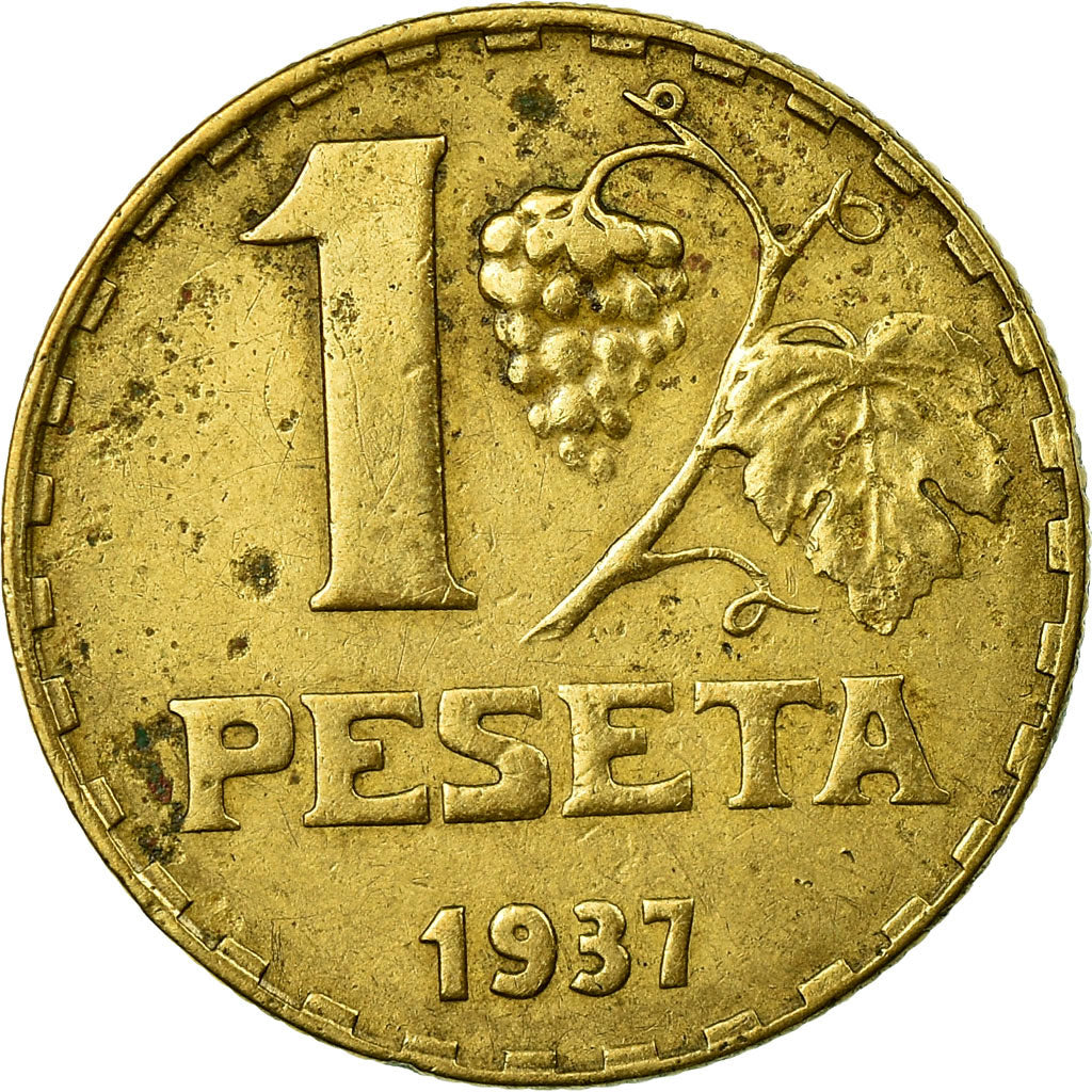 Coin, Spain, Peseta, 1937, VF(30-35), Brass, KM:755