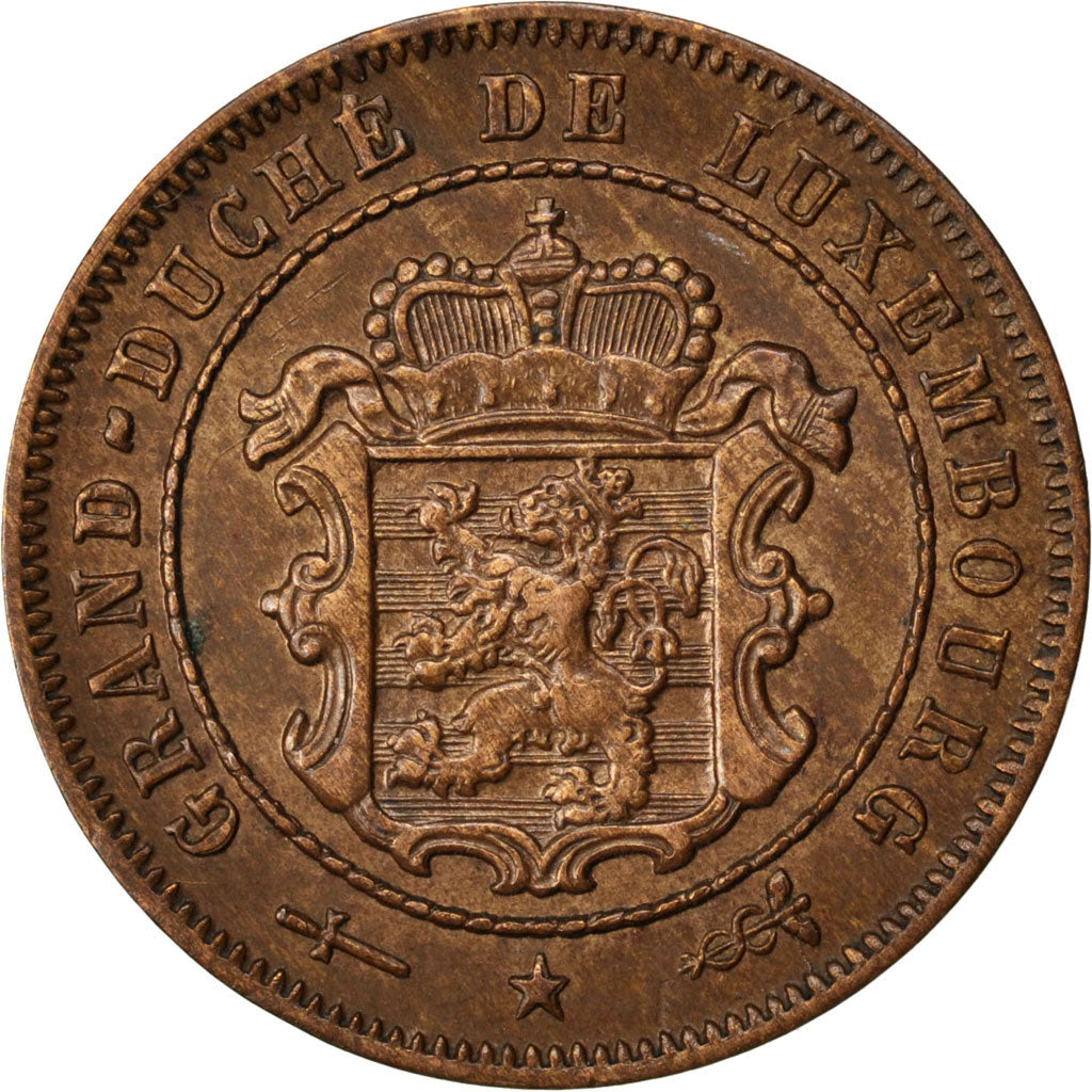 LUXEMBOURG, 2-1/2 Centimes, 1908, Utrecht, KM #21, AU(55-58), Bronze, 2.50