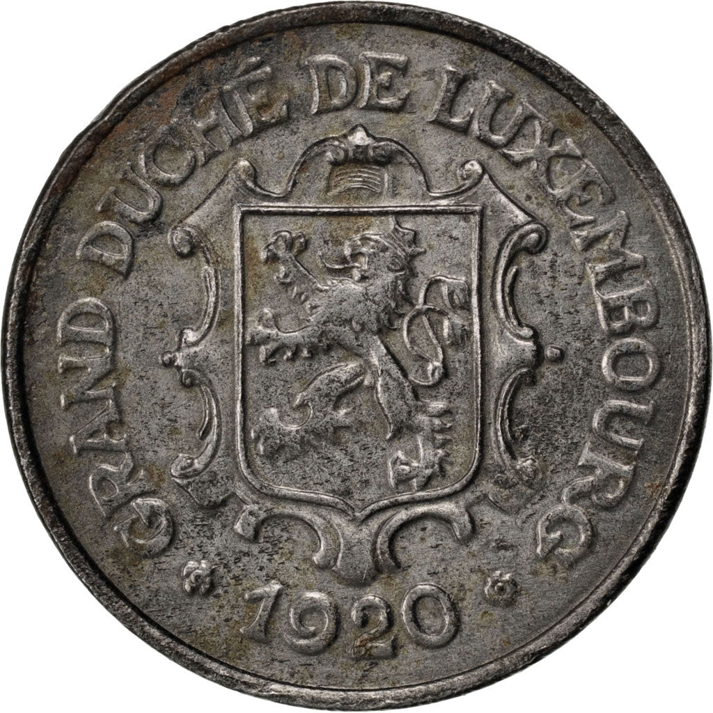LUXEMBOURG, 25 Centimes, 1920, KM #32, AU(50-53), Iron, 4.01