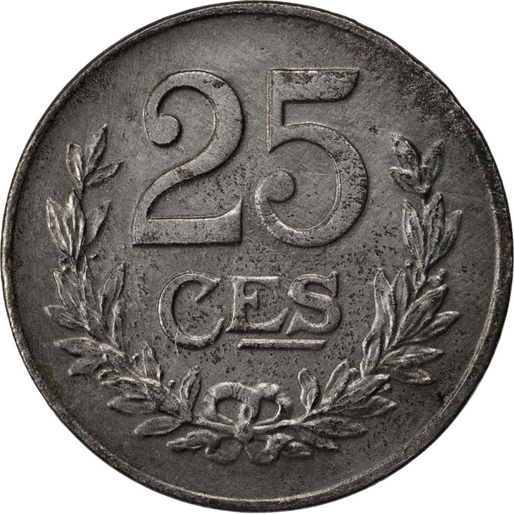 LUXEMBOURG, 25 Centimes, 1920, KM #32, AU(50-53), Iron, 4.01