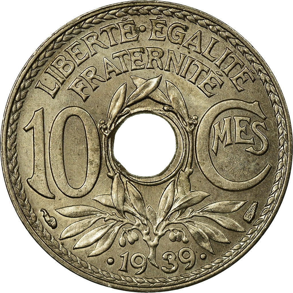 Munten, Frankrijk, Lindauer, 10 Centimes, 1939, Paris, ZF, Nickel-Bronze