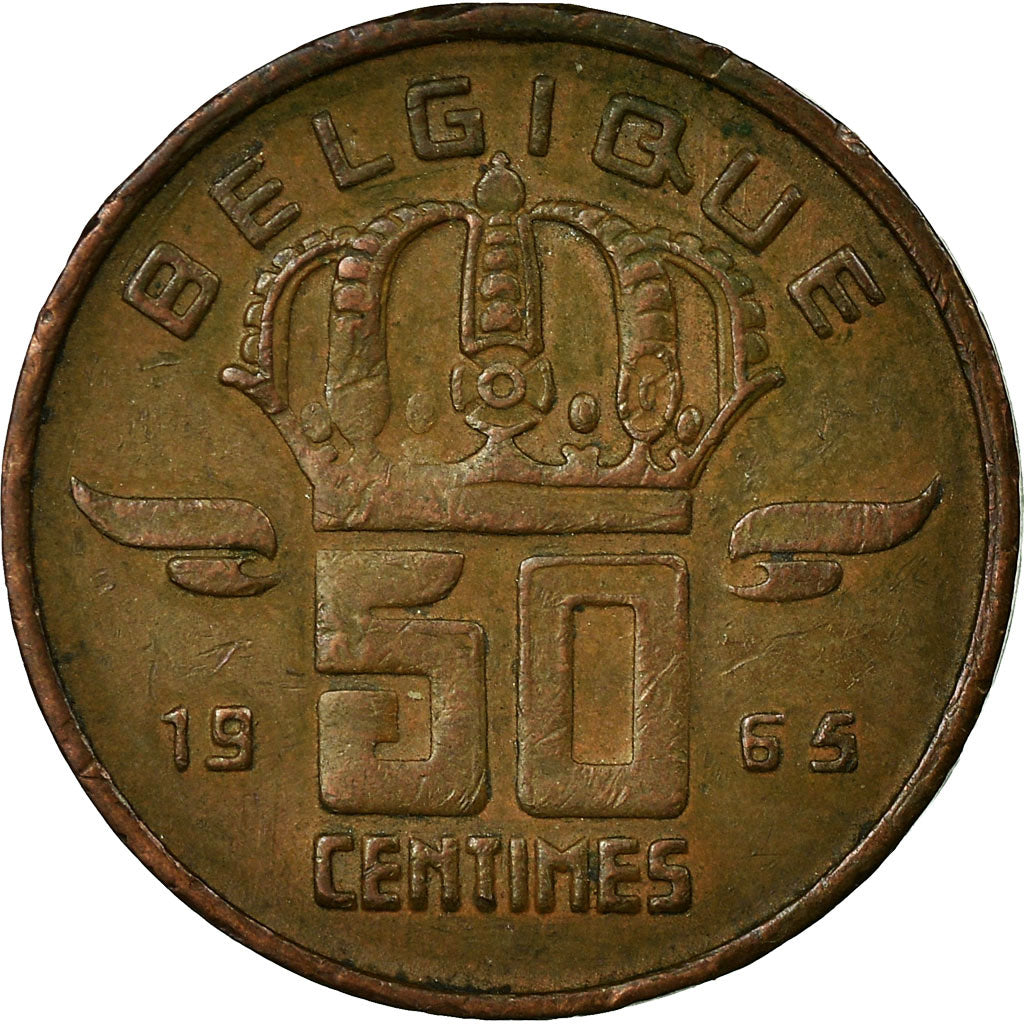 Coin, Belgium, Baudouin I, 50 Centimes, 1965, VF(30-35), Bronze, KM:148.1