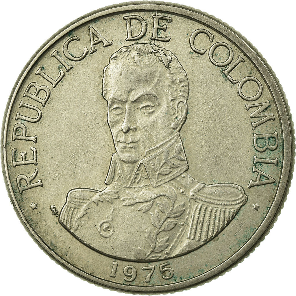 Moeda, Colômbia, Peso, 1975, EF(40-45), Cobre-níquel, KM:258.1