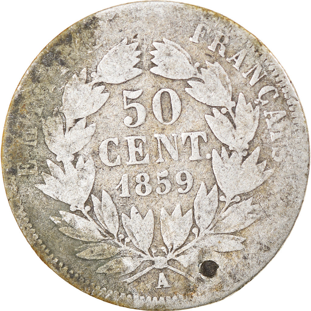 Moneta, Francja, Napoleon III, Napoléon III, 50 Centimes, 1859, Paris