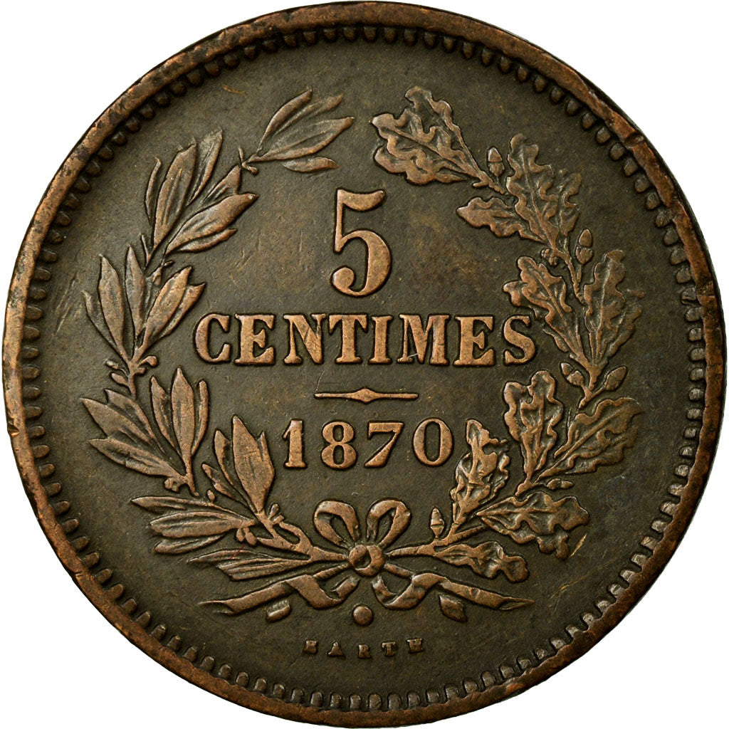 Coin, Luxembourg, William III, 5 Centimes, 1870, Utrecht, EF(40-45), Bronze