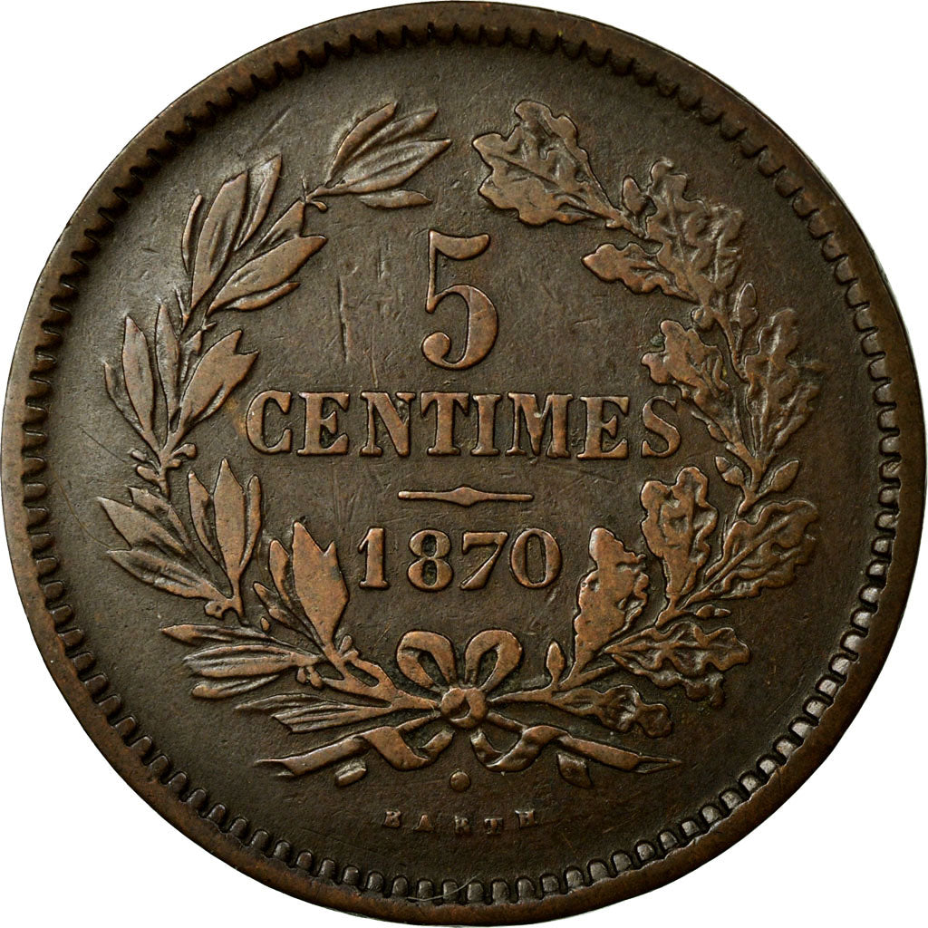 Coin, Luxembourg, William III, 5 Centimes, 1870, Utrecht, EF(40-45), Bronze