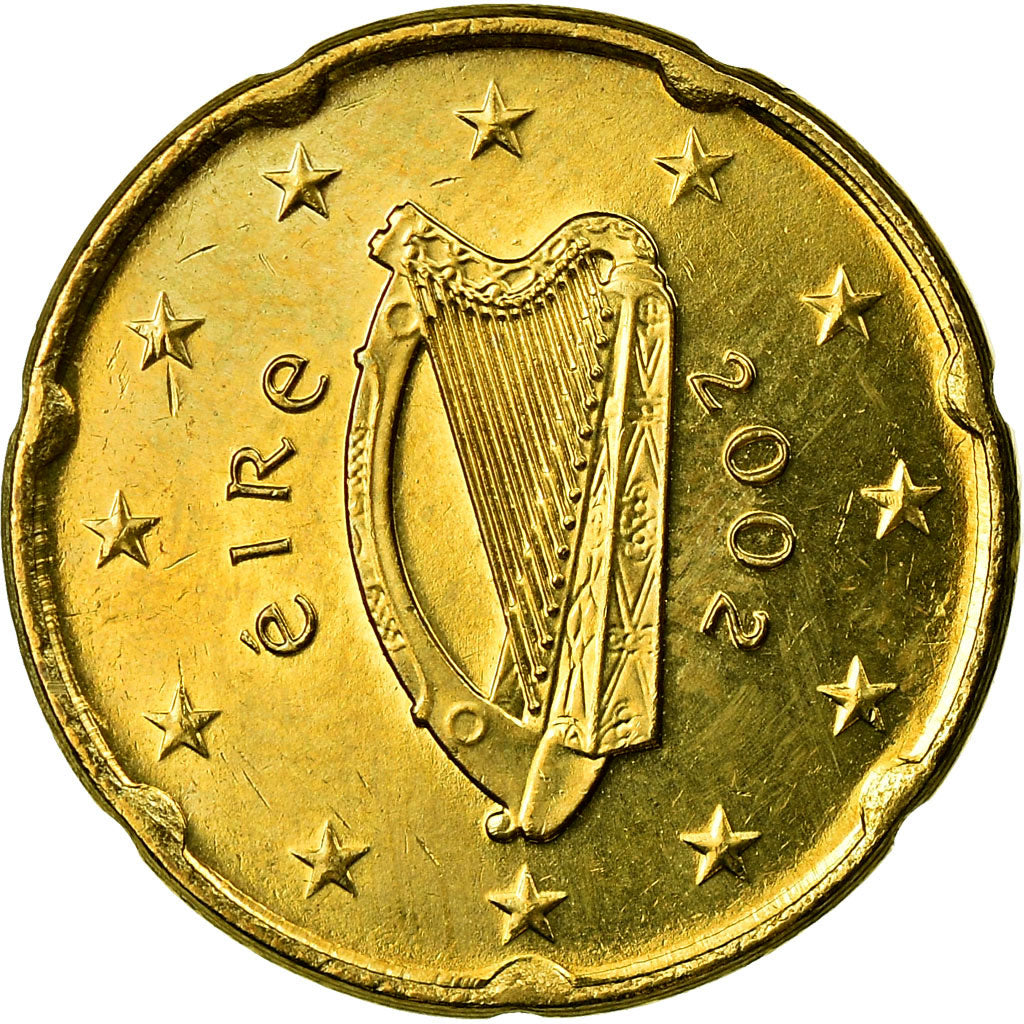 IRELAND REPUBLIC, 20 Euro Cent, 2002, VZ, Messing, KM:36