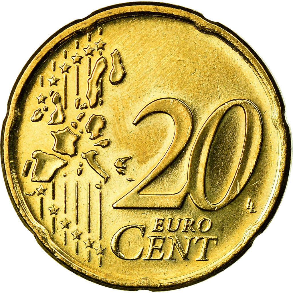 IRELAND REPUBLIC, 20 Euro Cent, 2002, VZ, Messing, KM:36