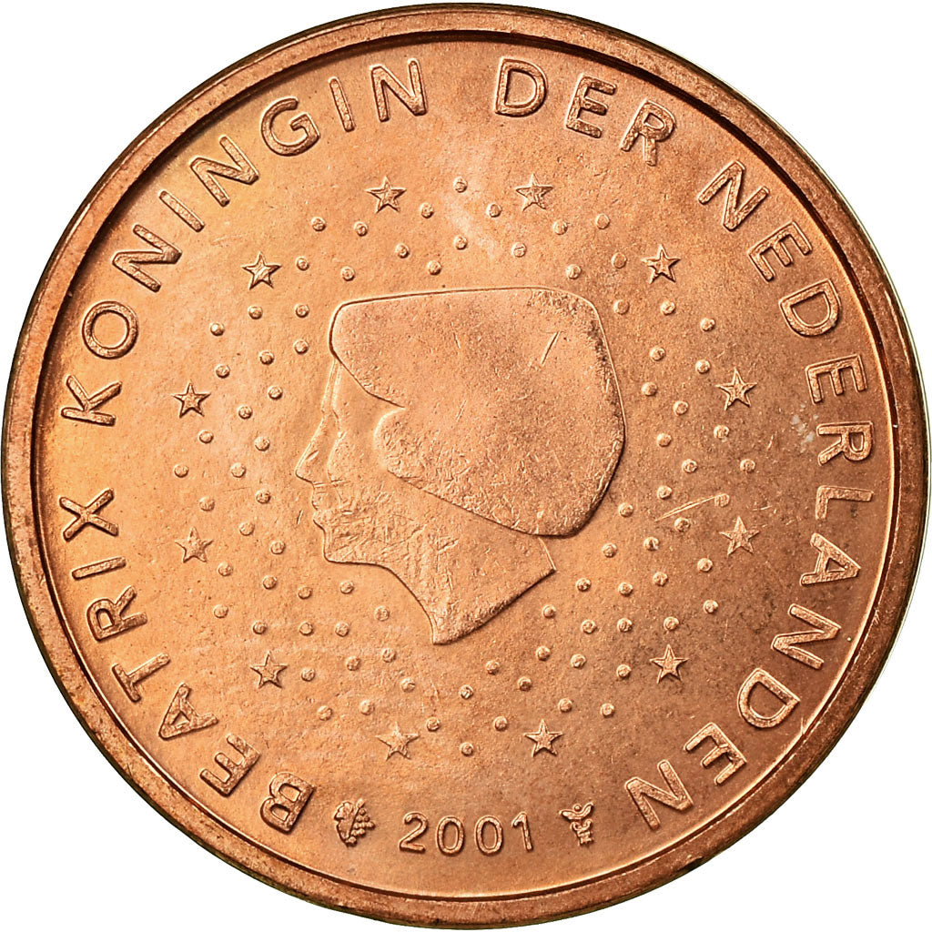 Netherlands, 2 Euro Cent, 2001, EF(40-45), Copper Plated Steel, KM:235