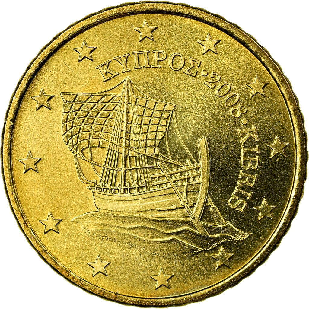 Cipro, 50 Euro Cent, 2008, BB, Ottone, KM:83