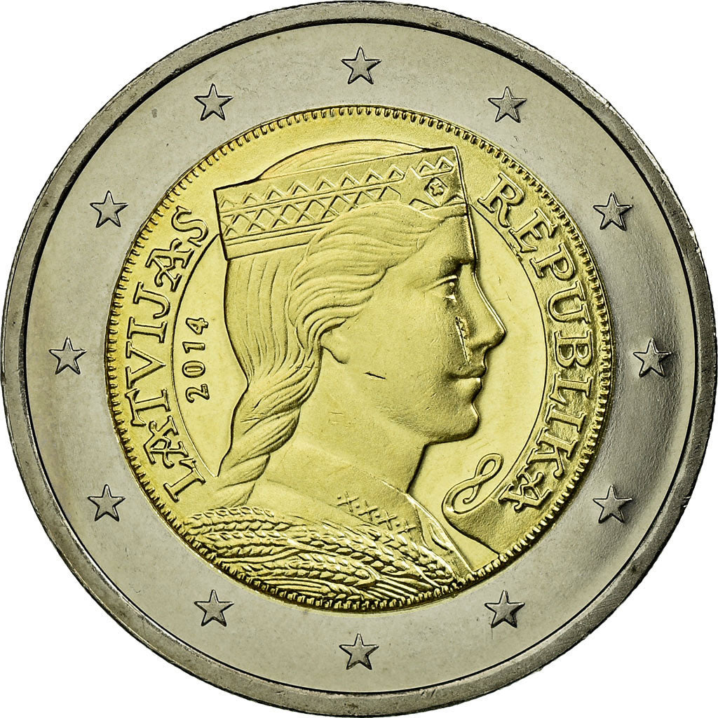 Latvia, 2 Euro, 2014, AU(55-58), Bi-Metallic, KM:157