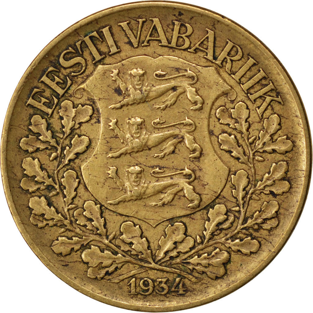 ESTONIA, Kroon, 1934, KM #16, EF(40-45), Aluminum-Bronze, 25, 5.96